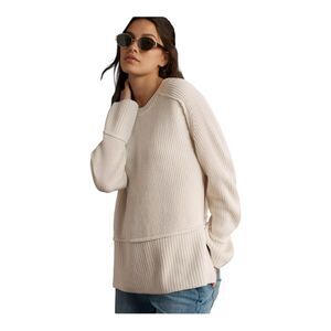 Anthropologie Pilcro Size-L Easy Pullover Sweater Ivory Cream Long Sleeve